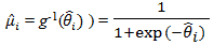 The reciprocal of 1 plus e to the power of the negative value of the logit of county level prevalence of obesity estimate, where e is Eulers constant.