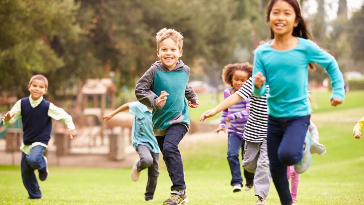 Multiple kids running around.