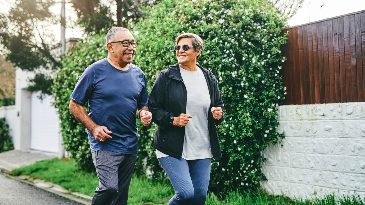 Older couple jogging