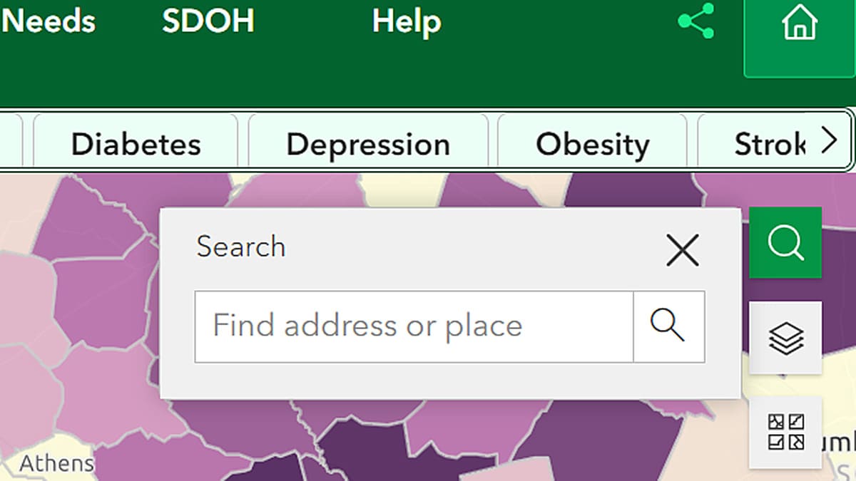 PLACES interactive map search bar.