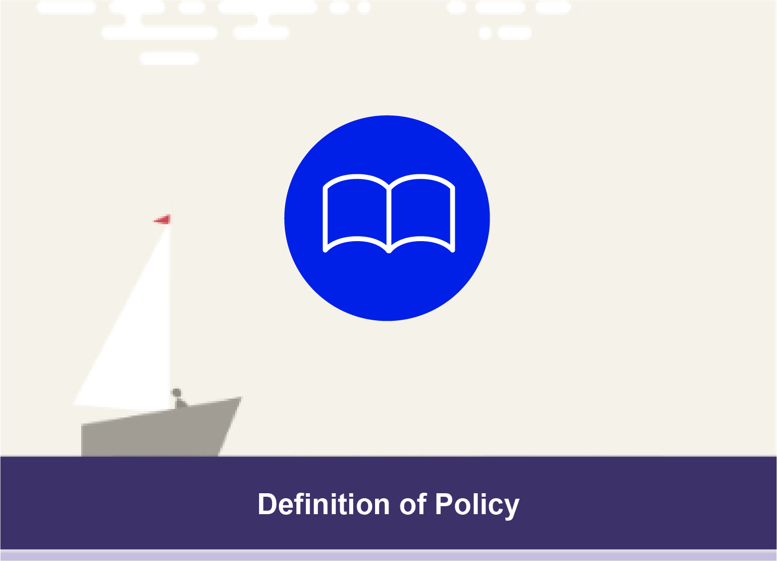 definition of policy banner with open book icon