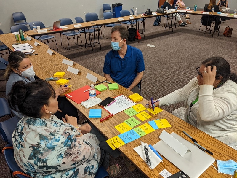 Dr. Scott Carbajal with three AZPRC community partners at a community advisory board meeting breakout session.