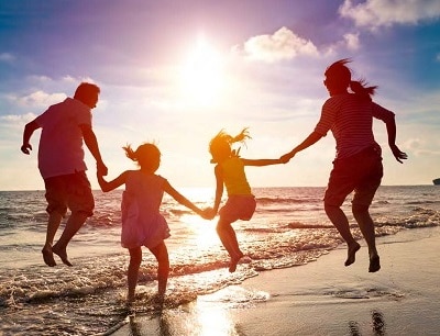 Family enjoying the beach