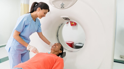 Patient getting a CT scan