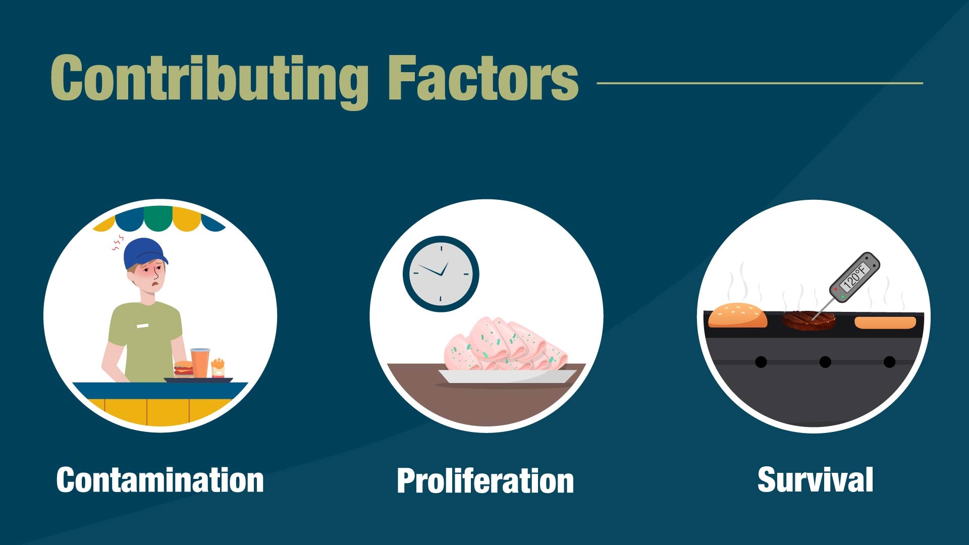 Three types of contributing factors: contamination, proliferation, and survival.