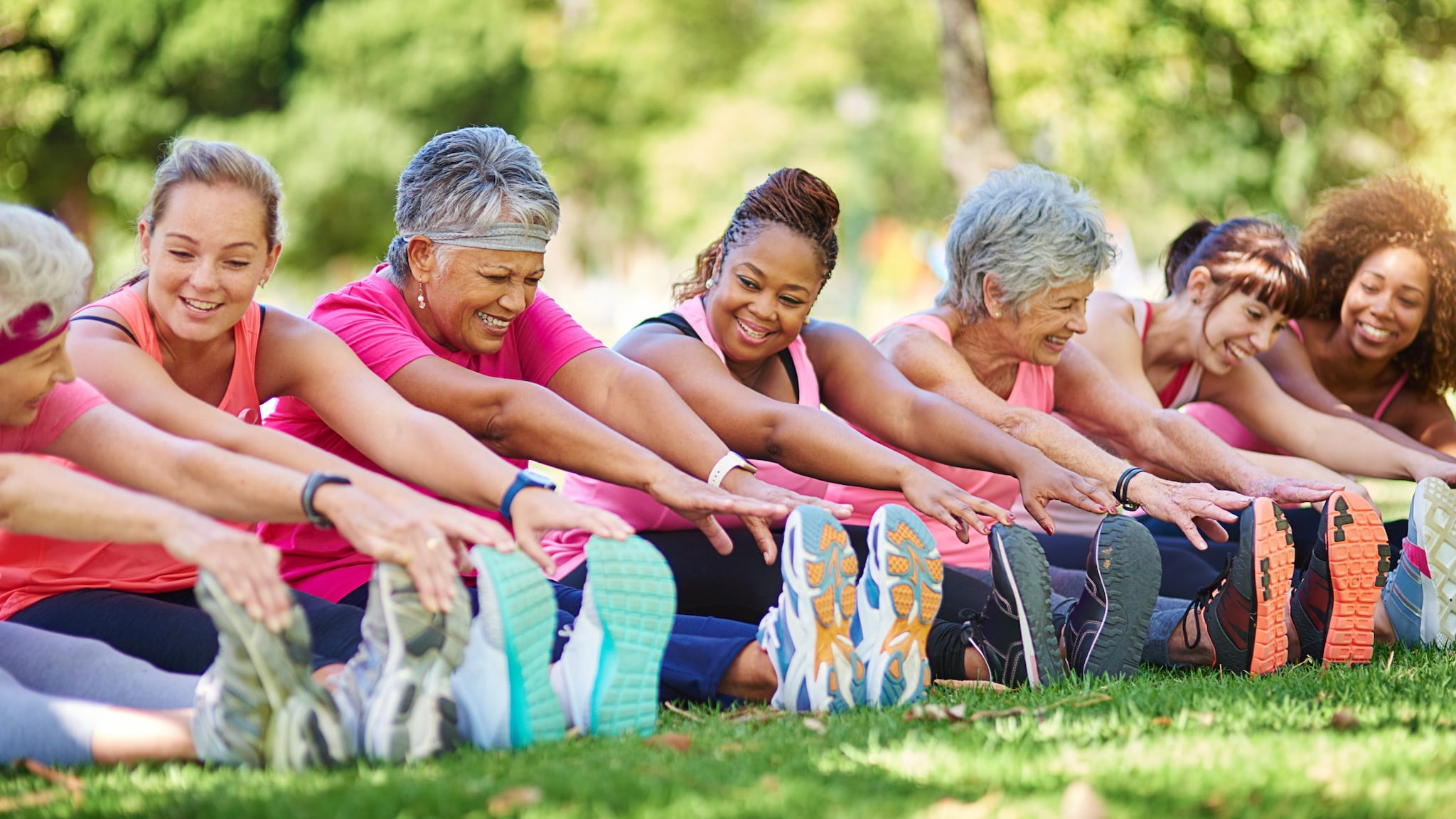 Woman Various Ages Stretching before Workout