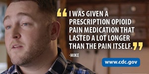 I was given a prescription opioid pain medication that lasted a lot longer than the pain itself. -Mike