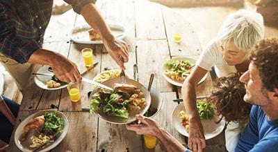 family eating outside