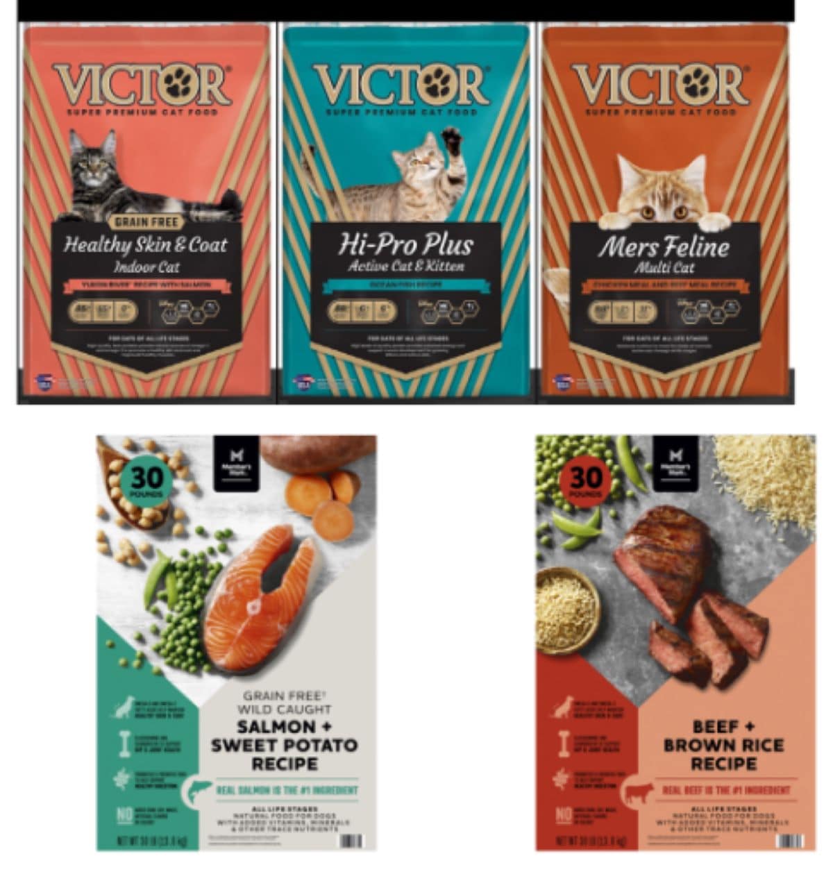 Recalled pet food images.