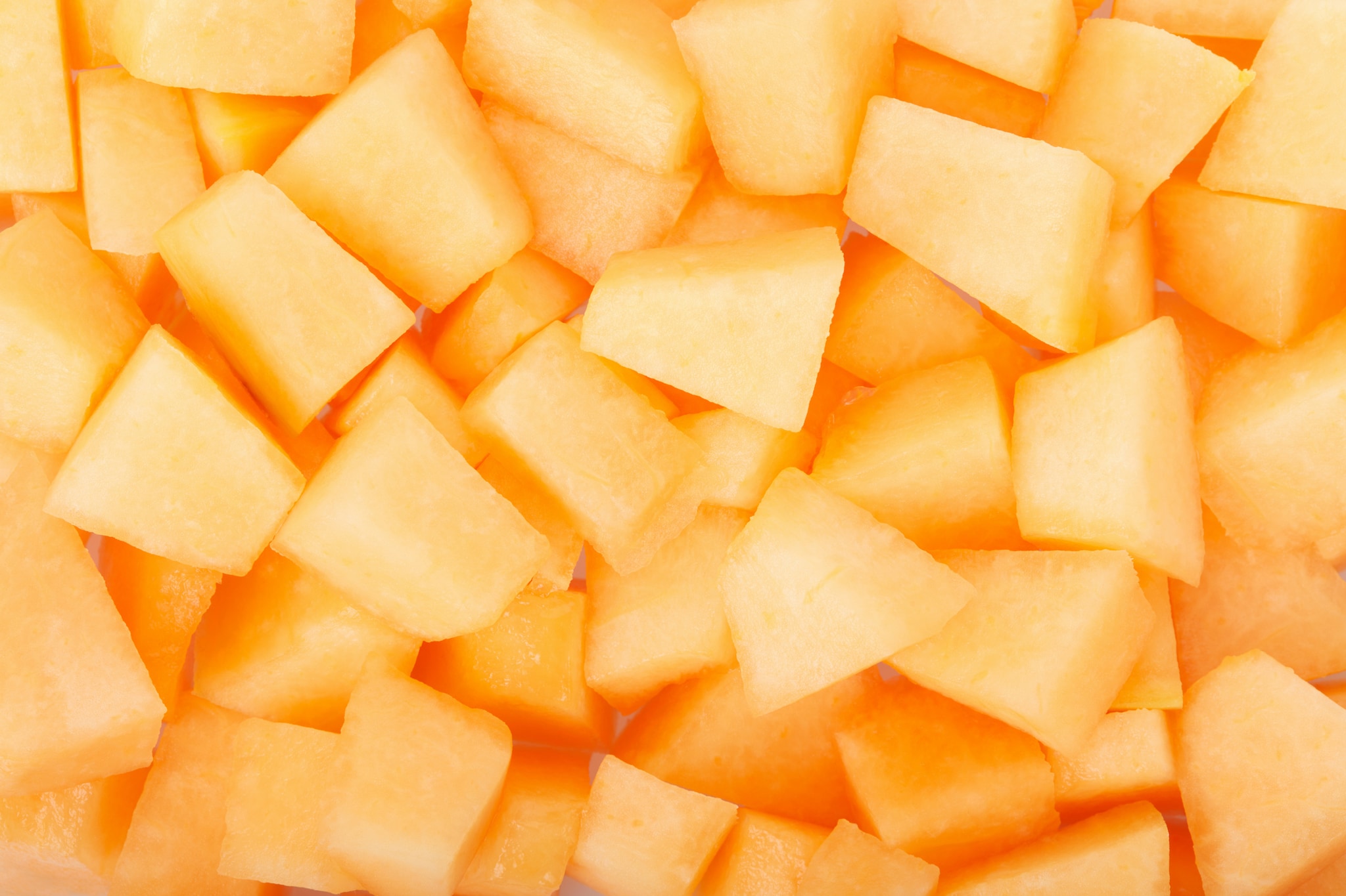 Image of cut up pieces of cantaloupe.