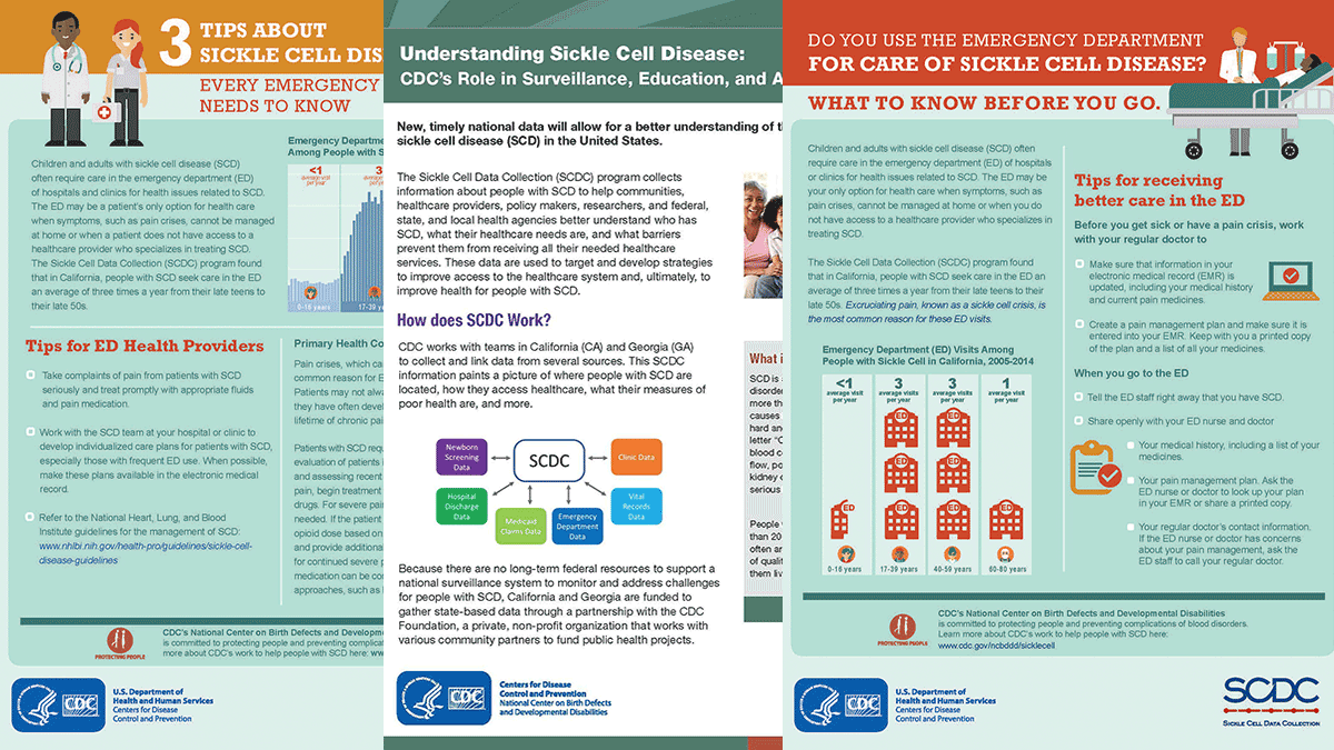 Collage of three fact sheets