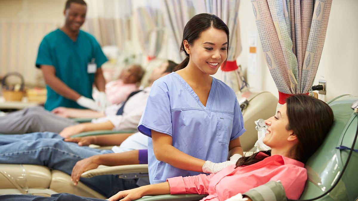 Blood Donors Making Donation In Hospital