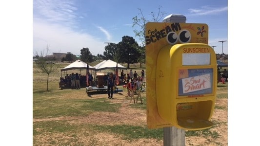 A sunscreen dispenser in El Paso, Texas