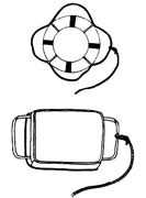 Figura 8 Dispositivos de Tipo IV para ser arrojados, flotador y aro salvavidas (Fuente: ASGCP [1992]. Reimpreso con permiso. Dibujo realizado por V. Culp)