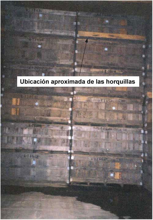 Foto 1. Sitio del incidente, Ubicación aproximada de las horquillas