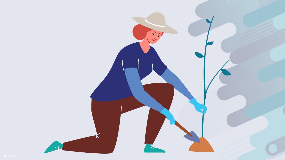 An image of a woman gardening.