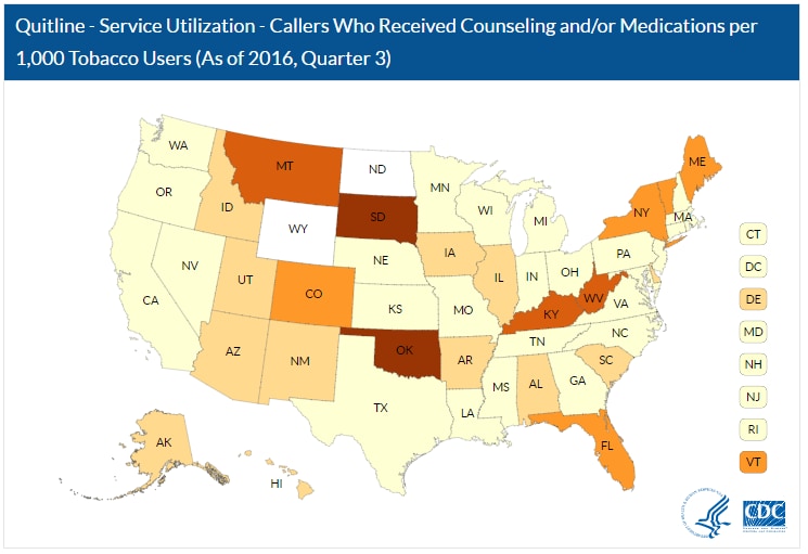 Interactive Map Quitline Counseling