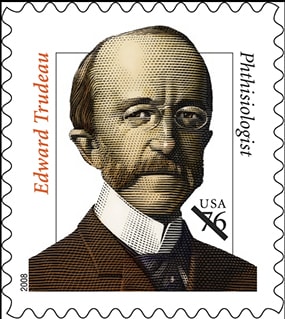 Image of 2008 US postage stamp commemorating Edward Trudeau. Courtesy of USPS.