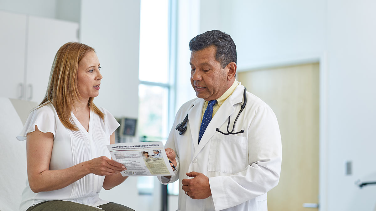 Female patient and male doctor