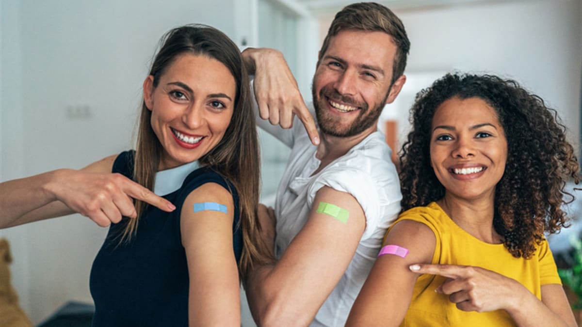 Young Adults with vaccine bandaids