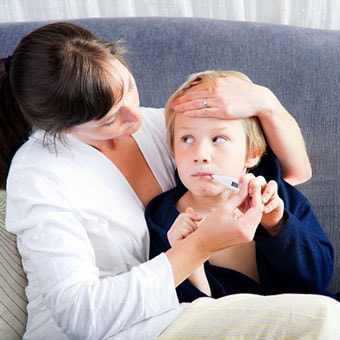 mom with sick kid