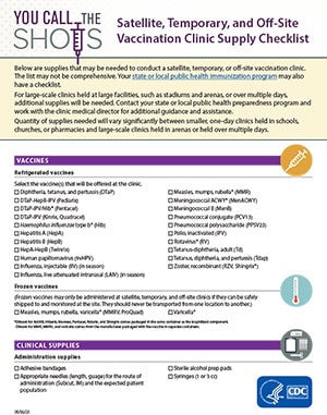 Satellite, Temporary, and Off-Site Vaccination Clinic Supply Checklist