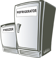 refrigerator and freezer for vaccine storage.