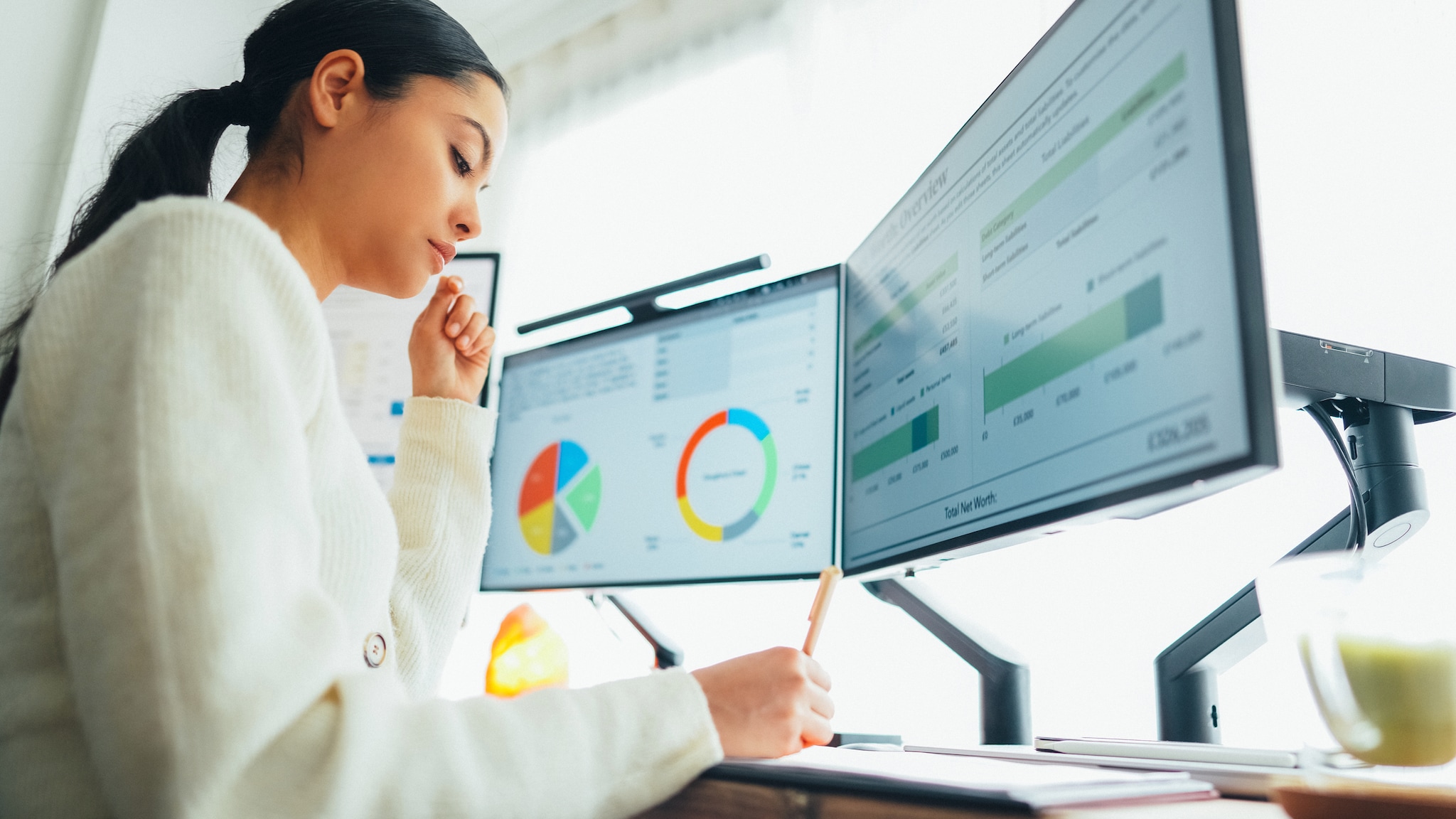 Photo of a researcher evaluating data a computer