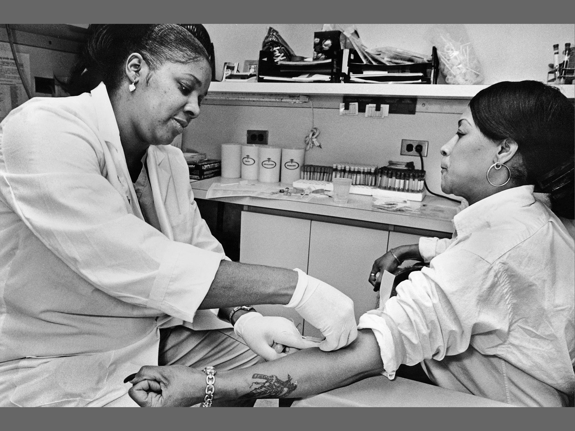 A first responder receiving a health evaluation at Mount Sinai.