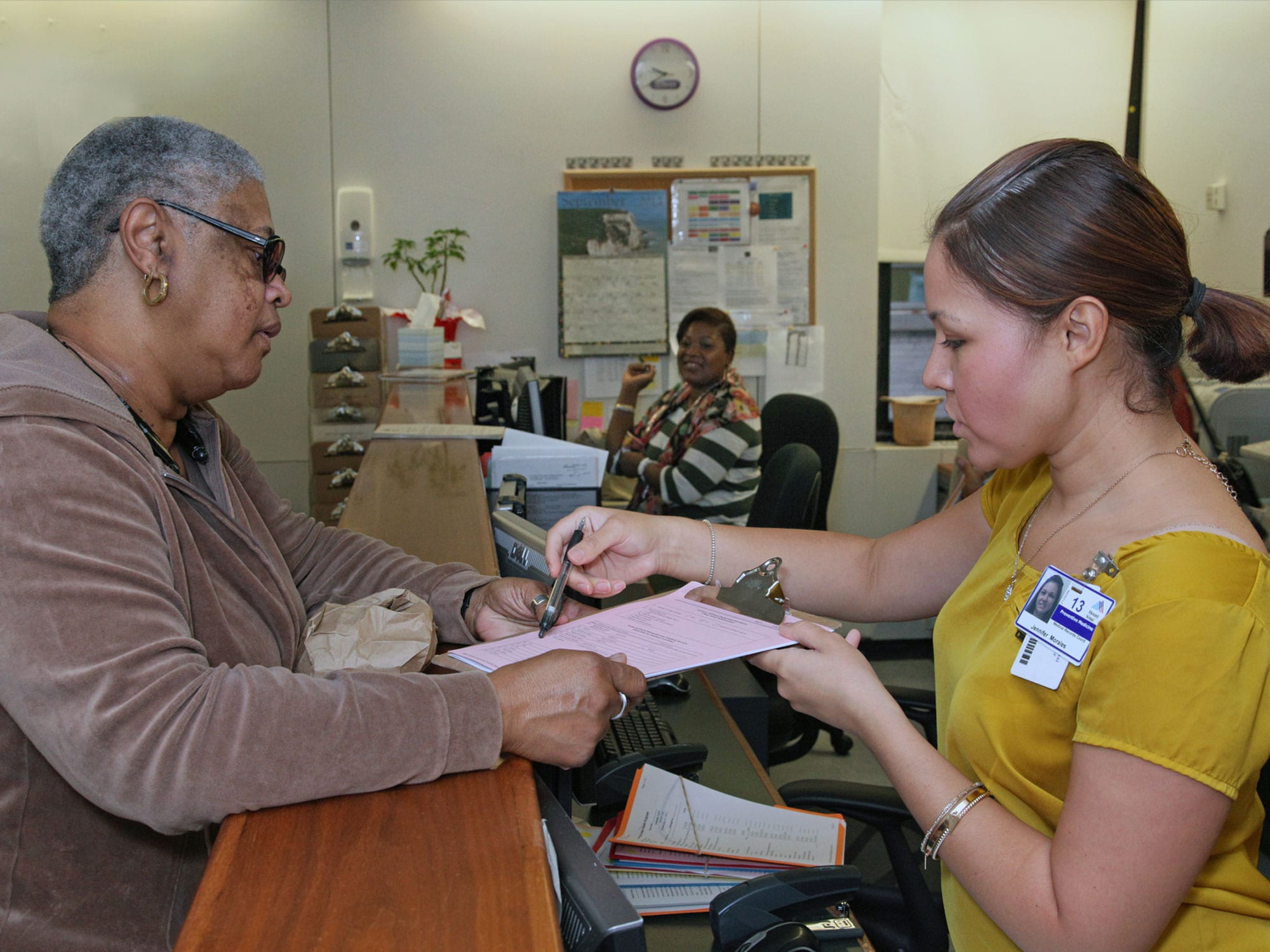 A responder checking in at the Mount Sinai World Trade Center Health Program