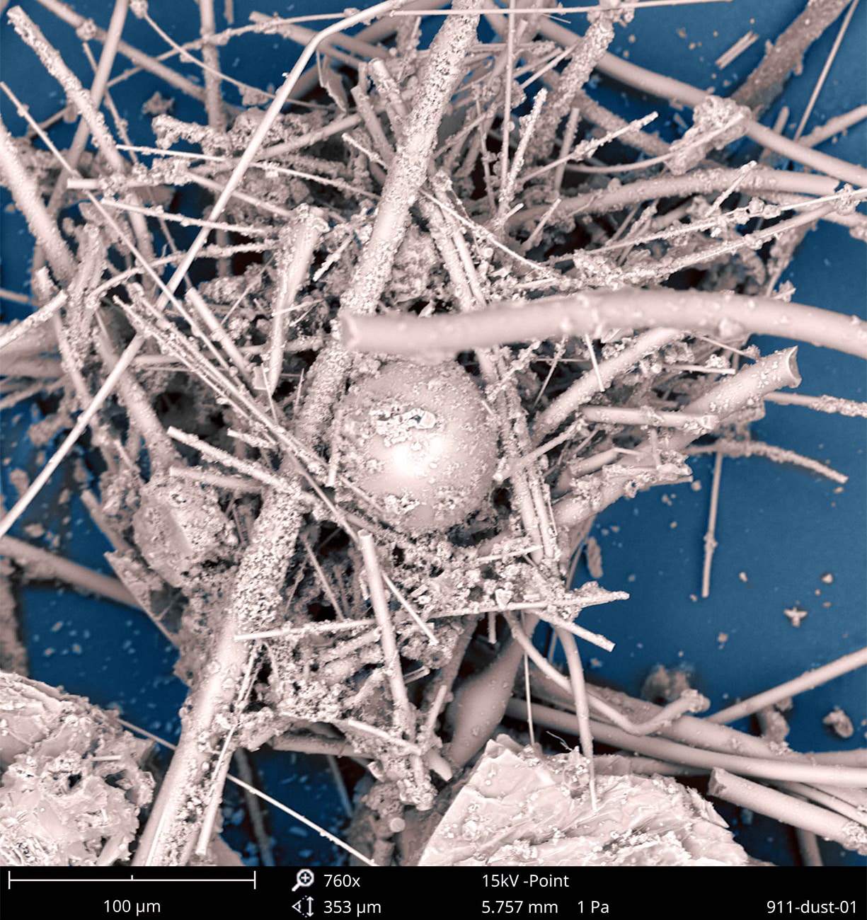 Dust from ground zero magnified under a scanning electron microscope