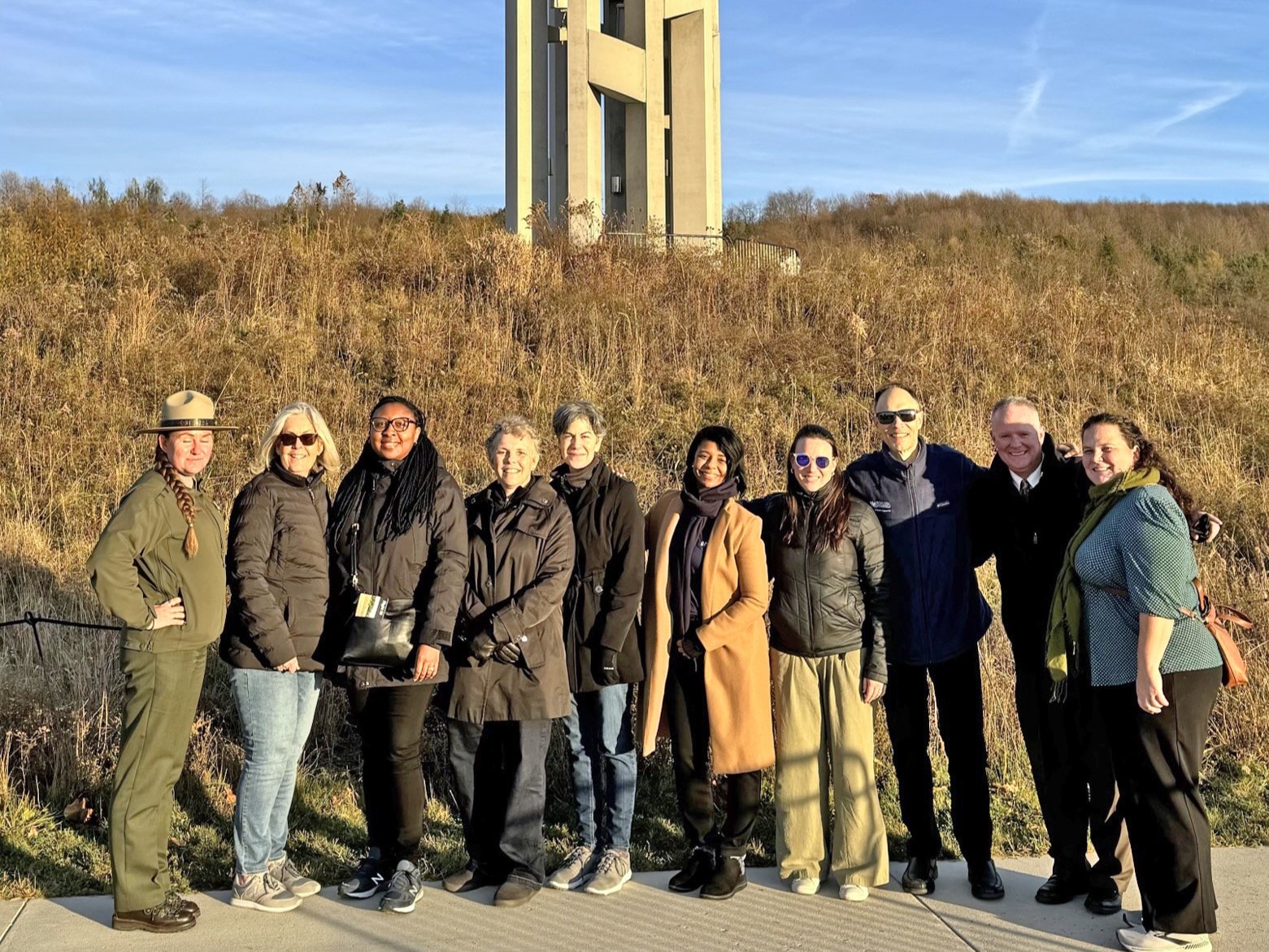 A group of Program staff in front of the Flight 93 National Memorial.